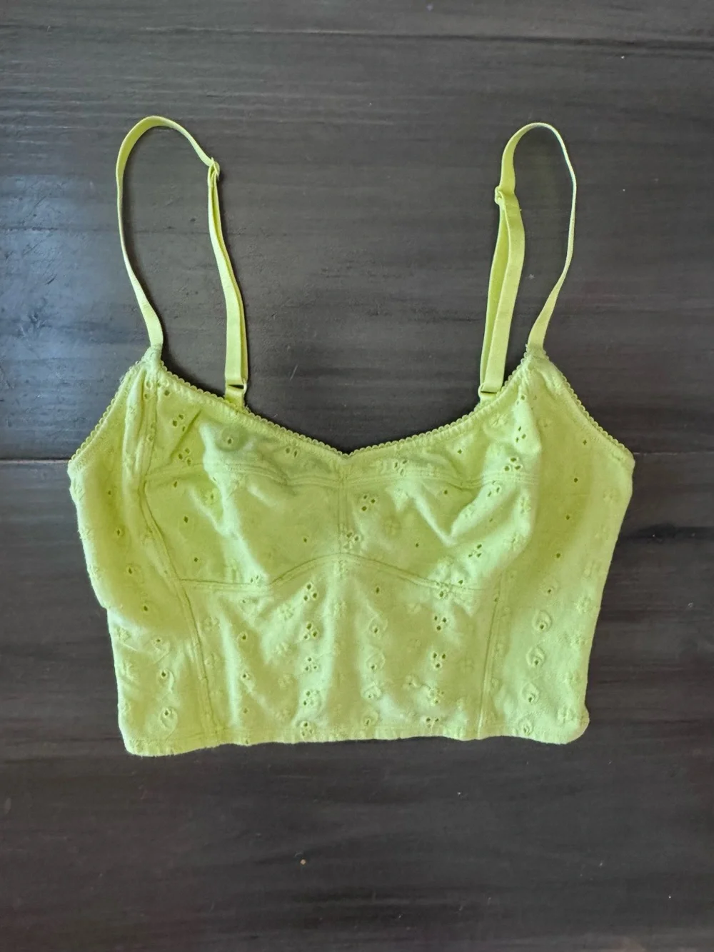 Free People Eyelet Cropped Cami Women’s M Butter Yellow